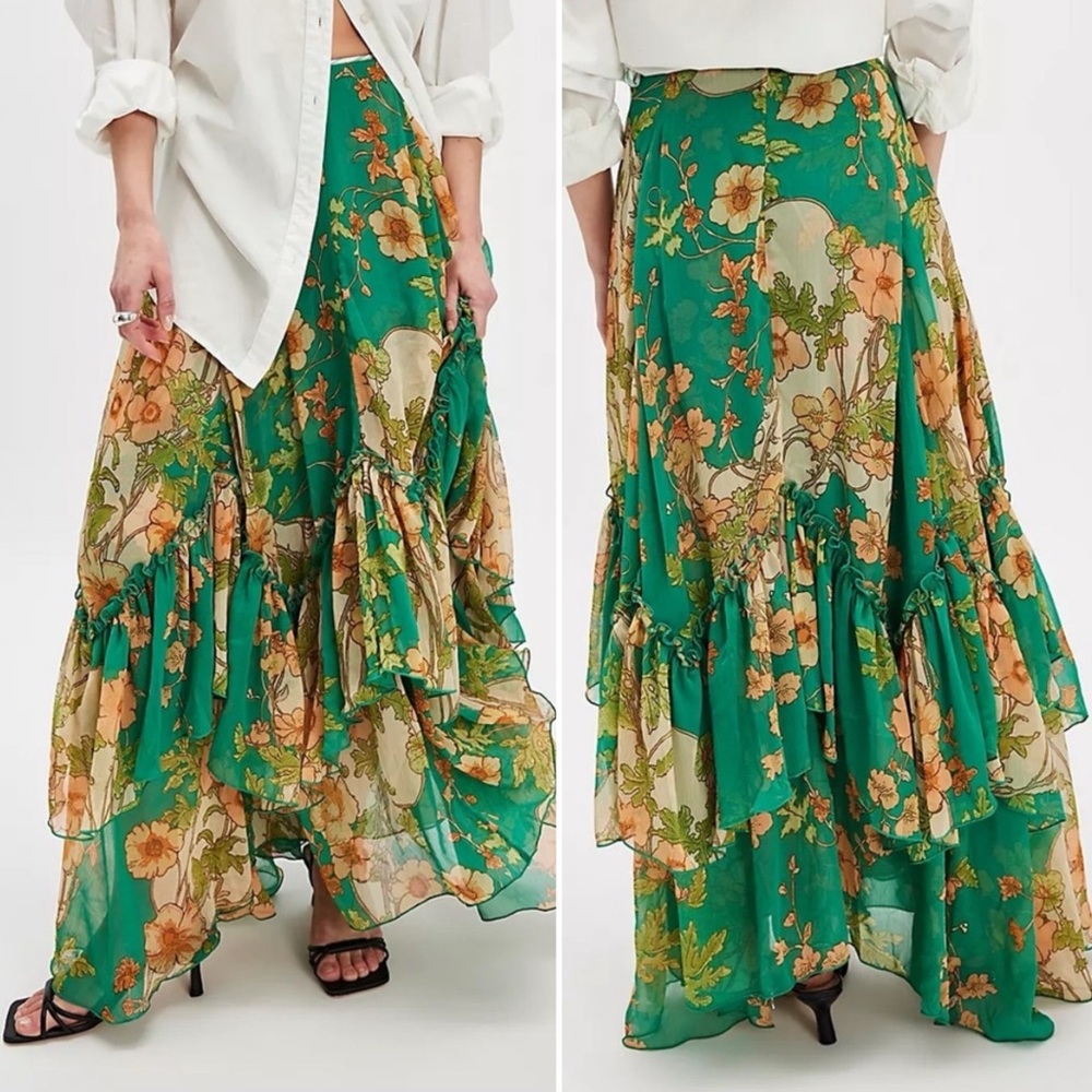 Free People Palermo Villa Chiffon Maxi Skirt